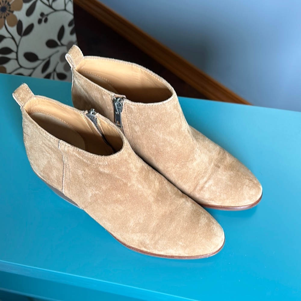 J Crew Tan Suede Ankle Boots Worn Once No Box